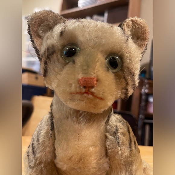 SOLD Steiff Mohair Tabby Cat Fully Articulated/Jointed 1950s No Button One Owner - Picture 7 of 13